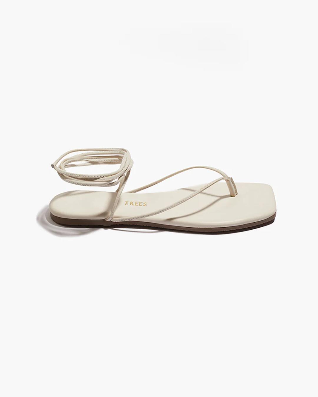 cream sandal that ties around the ankle