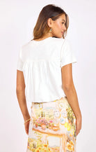 white short sleeve bubble top