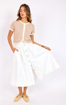 midi white skirt