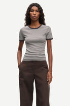 t-shirt in beige and brown stripe