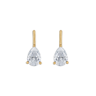 gold earrings with a drop diamond on it