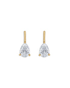 Pair of gold and clear teardrop-shaped earrings 