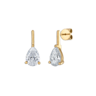 gold earrings with a drop diamond on it
