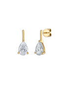 Pair of gold and clear teardrop-shaped earrings 