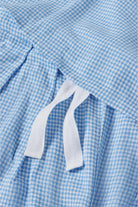 blue gingham pj shorts with white tie