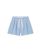 blue gingham pj shorts with white tie