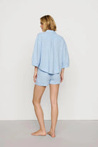 gingham blue sleeping blouse