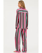 striped pjs set in pink, red and green