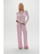 ribbed knit wide leg pant in pink