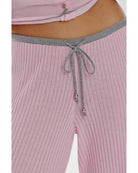 ribbed knit wide leg pant in pink