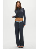 grey wide leg ribbed knit pant