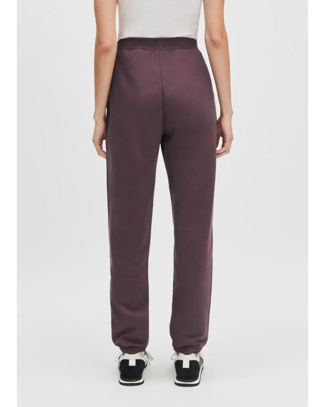 burgundy sweatpants with the text favorite daughter on the side of the leg