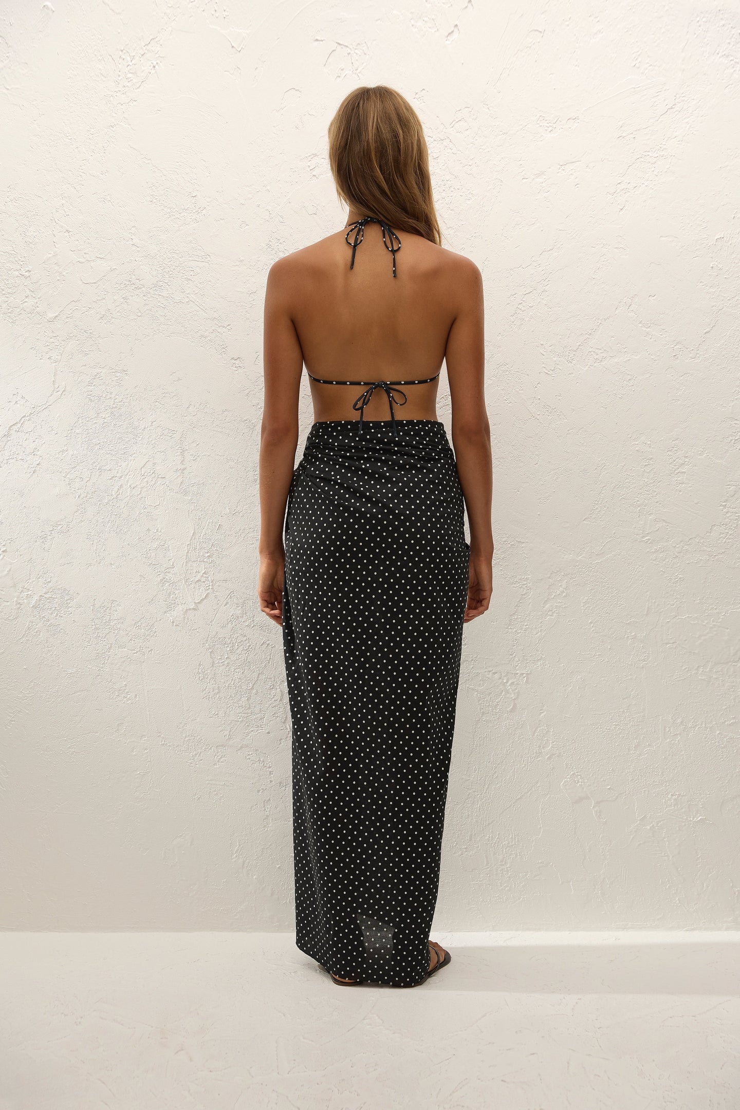 black polka dot pareo swim cover
