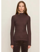 long sleeve mockneck top in brown