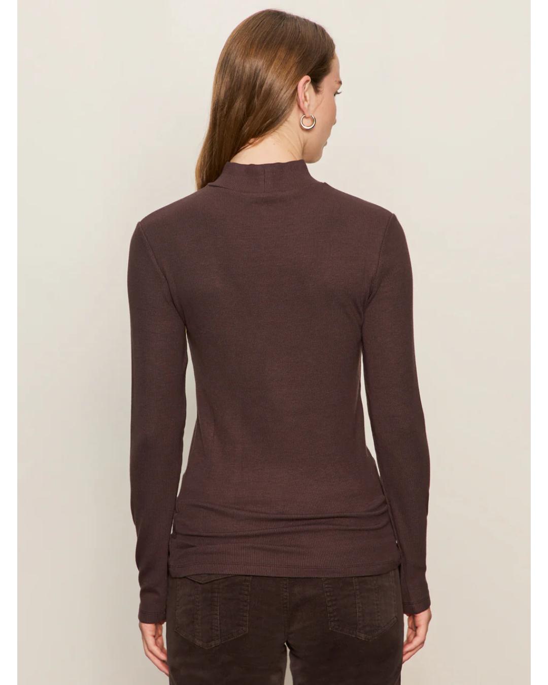 long sleeve mockneck top in brown