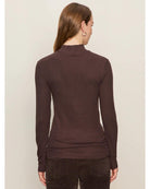 long sleeve mockneck top in brown