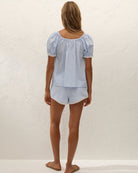 blue and white plaid short