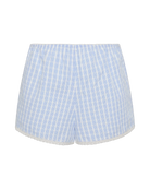 blue and white plaid short