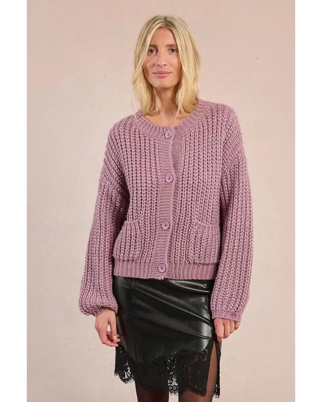 mauve knitted loose cardigan 