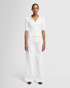 white wide leg denim pants