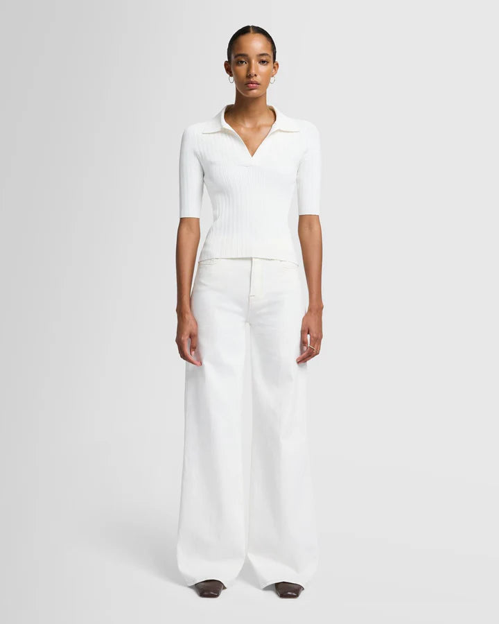 white wide leg denim pants