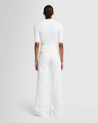 white wide leg denim pants