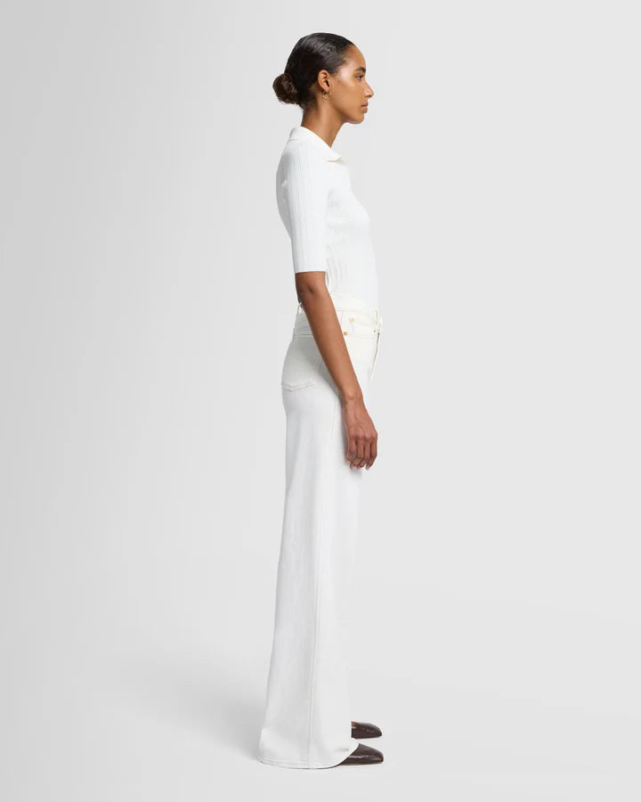 white wide leg denim pants