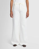 white wide leg denim pants