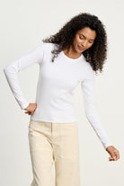 ribbed long sleeve in white