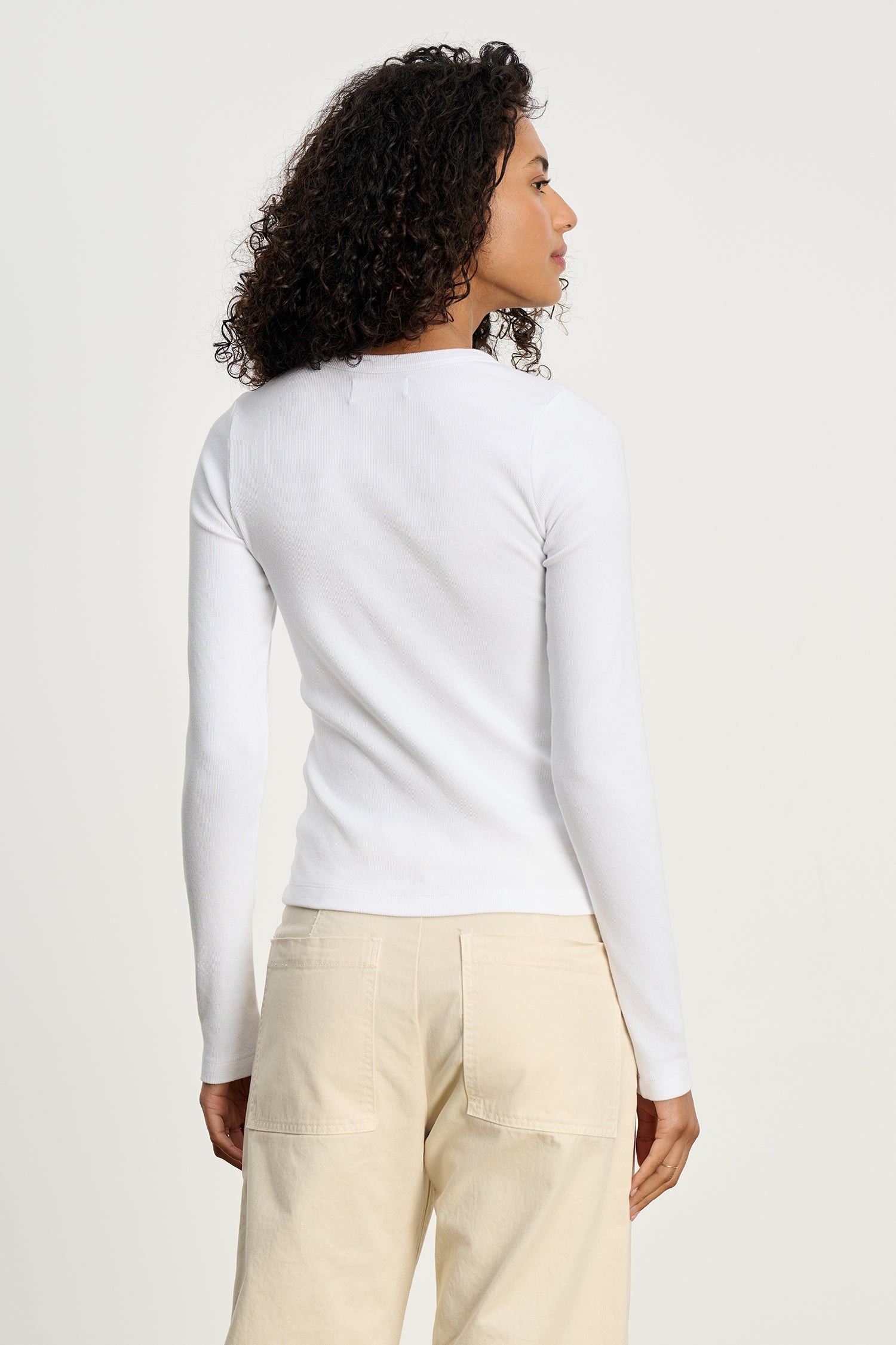 ribbed long sleeve in white