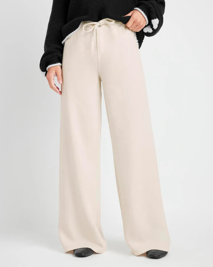 cream wide leg denim pant