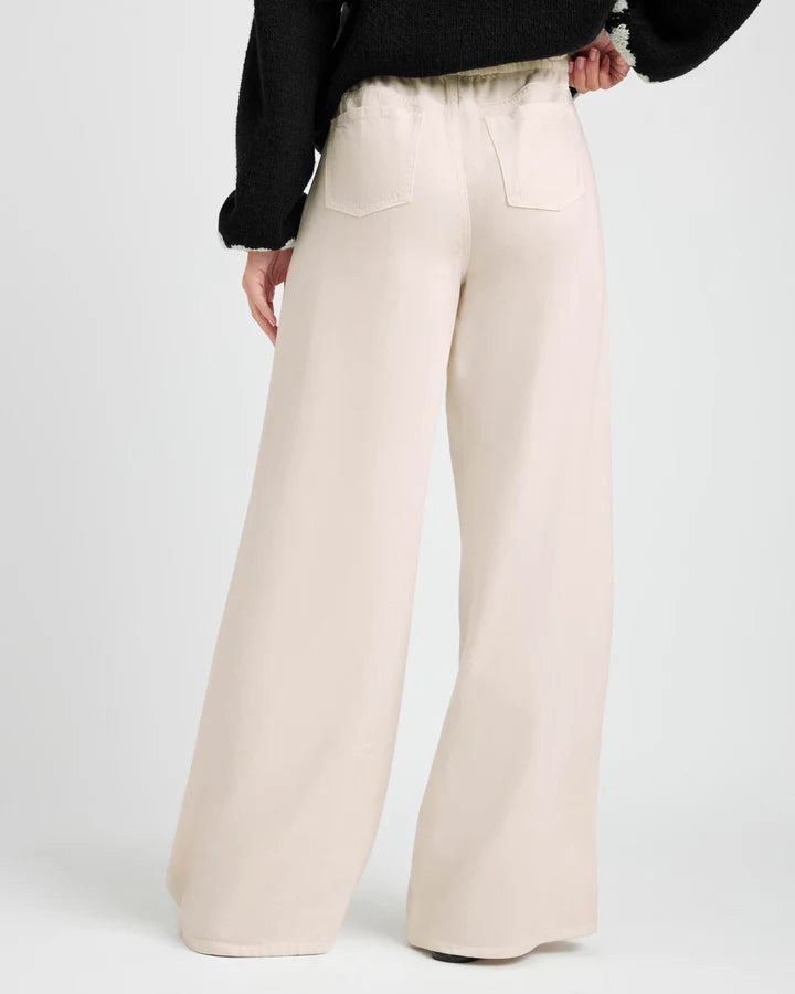 cream wide leg denim pant