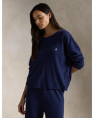 lounge set long sleeve and wide leg pant in navy