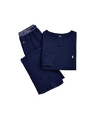 lounge set long sleeve and wide leg pant in navy