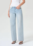 low rise baggy light denim pant