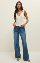 satin tank top in white