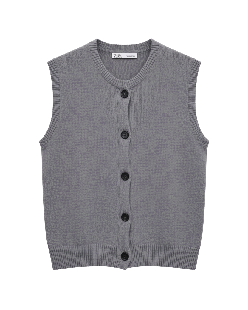 button up sleeveless vest in grey