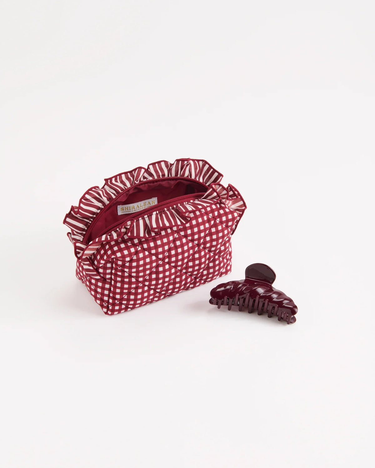 red gingham small pouch
