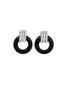 silver knot earrings with black hoop