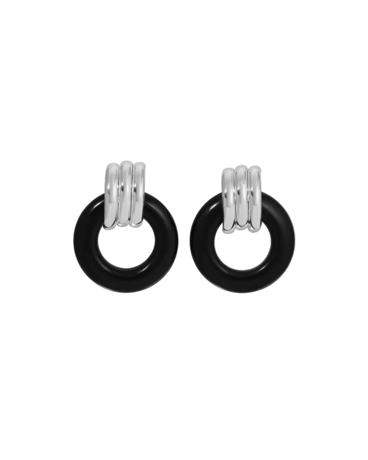 silver knot earrings with black hoop