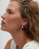 silver knot earrings with black hoop