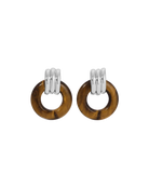 silver knot earring with brown hoop