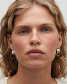 silver knot earring with brown hoop
