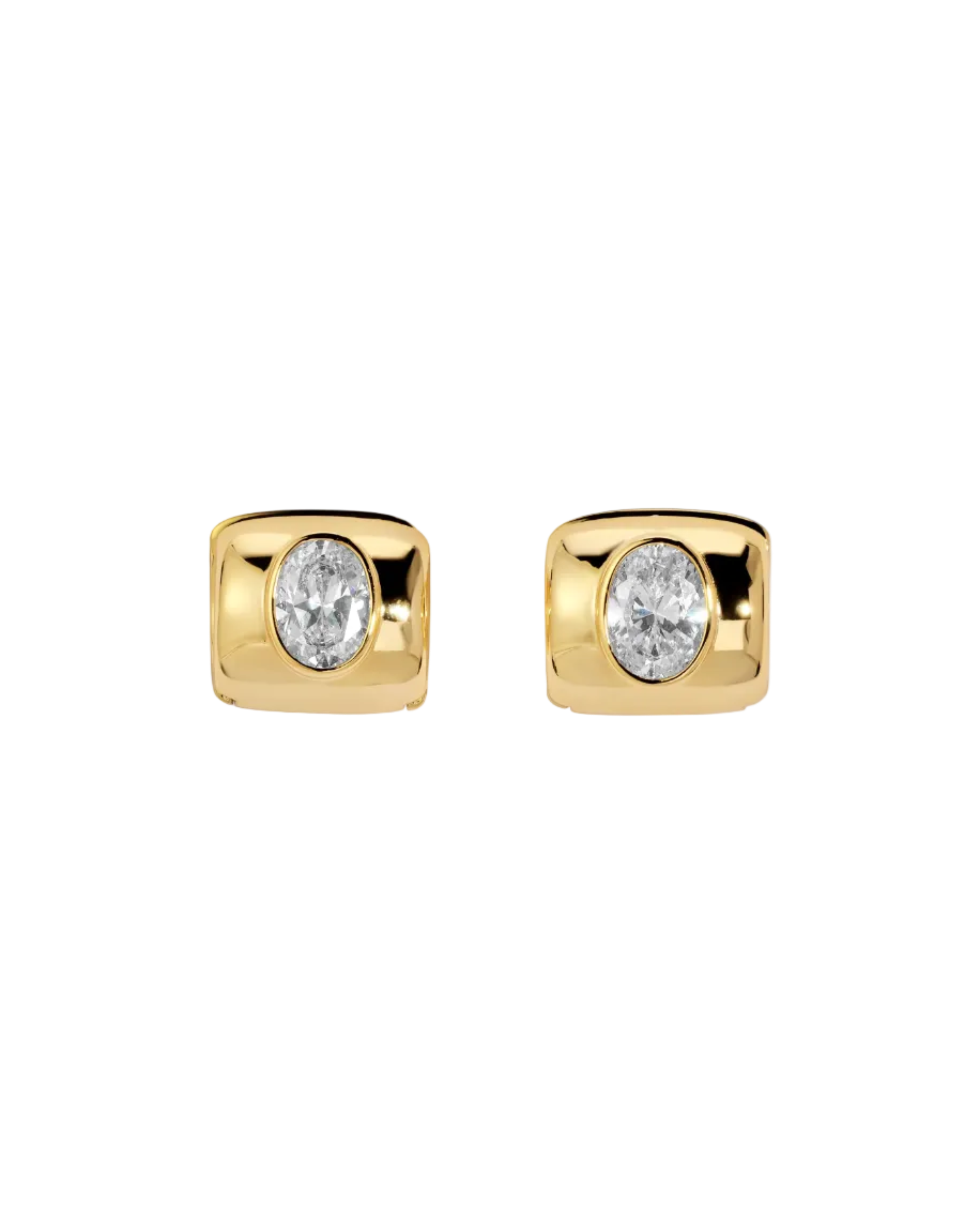 chunky gold earring with diamond in the middle