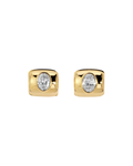chunky gold earring with diamond in the middle