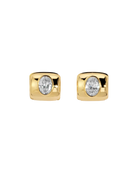 chunky gold earring with diamond in the middle