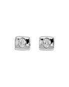 silver small hoop with diamond in the middle