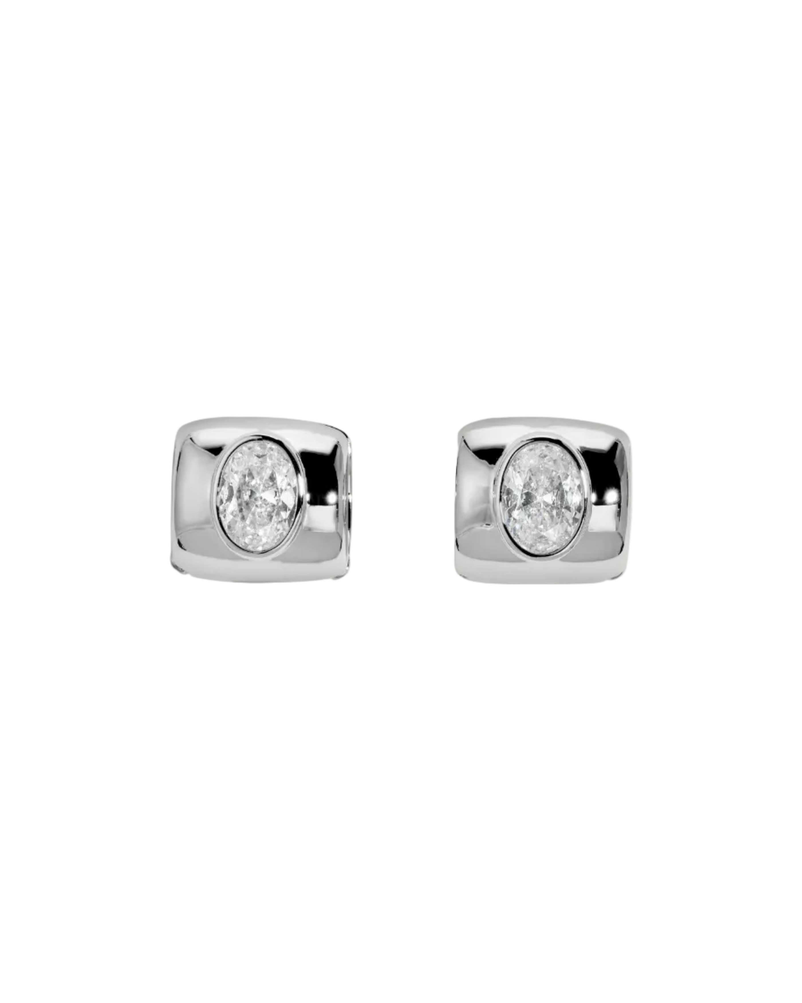 silver small hoop with diamond in the middle
