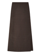 brown knit midi skirt with a slit