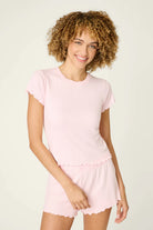 short sleeve pajama shirt in pink